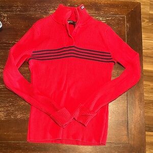 Polo Ralph Lauren Red Turtleneck Sweater with Navy Stripes